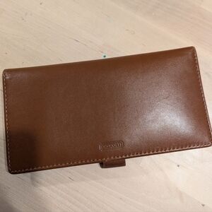Coach Vintage Brown Leather Checkbook Cover Case Holder